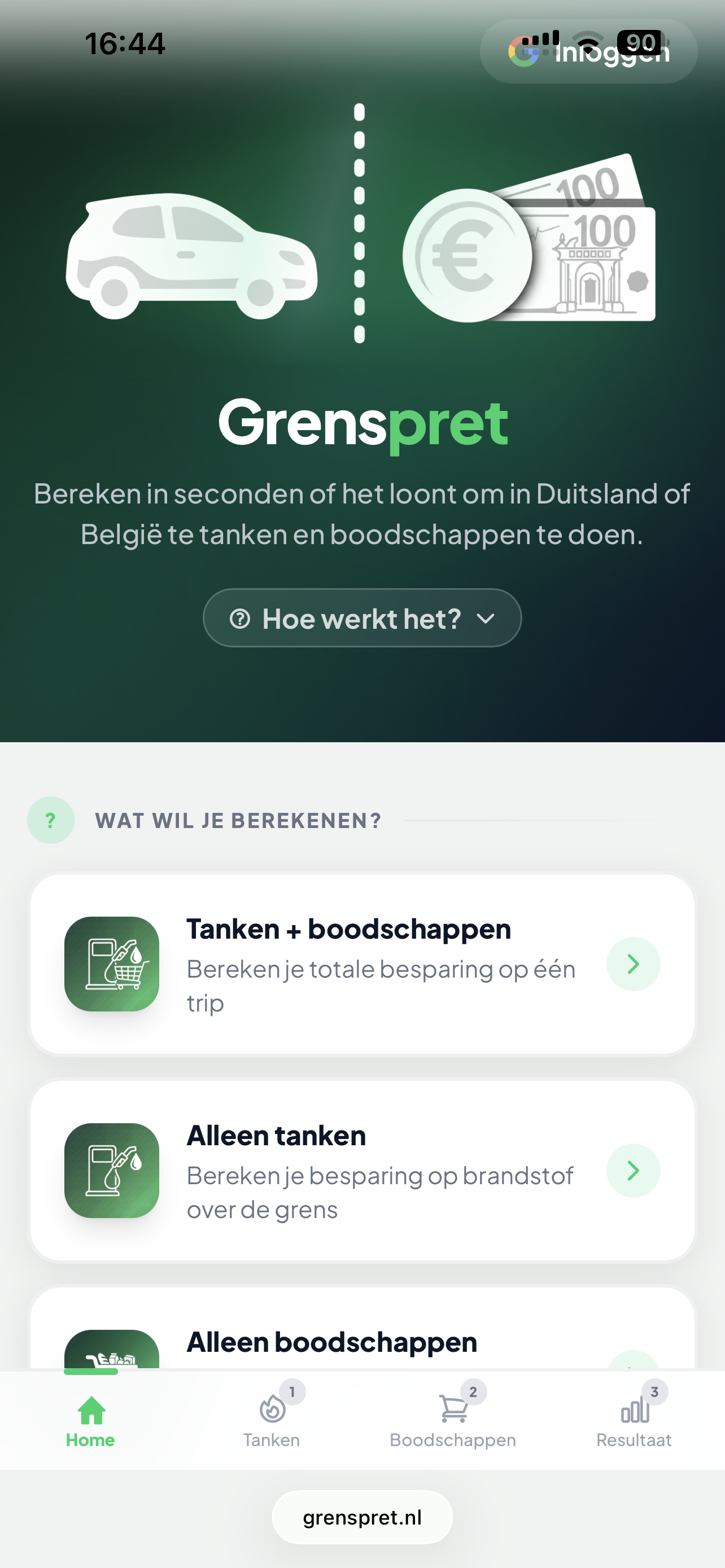 Grenspret app screenshot